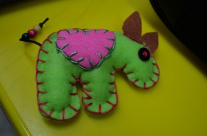 The completed felt donkey